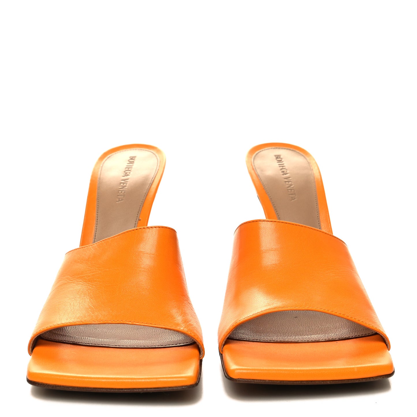 Lambskin Stretch Mule Sandals 39 Tangerine