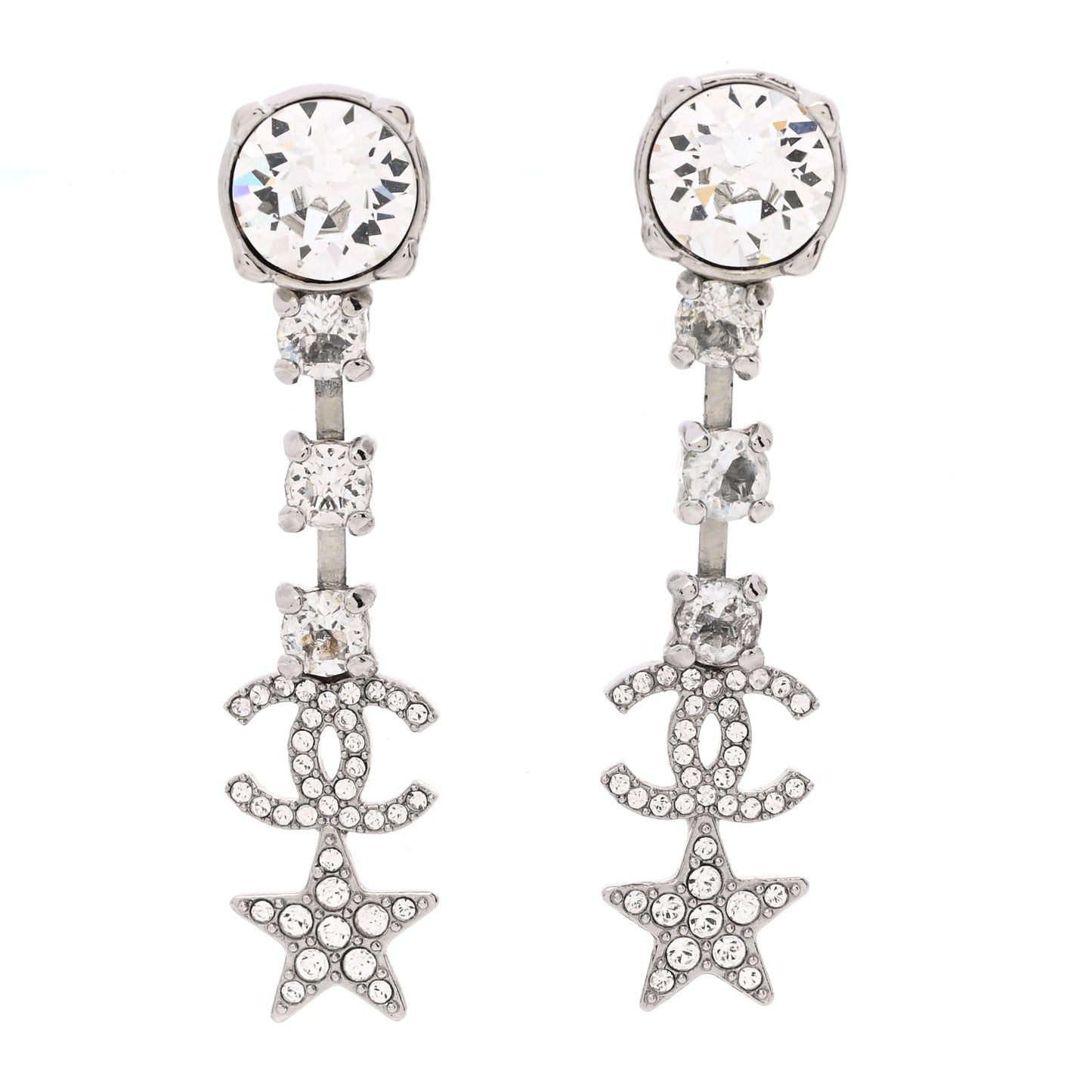 Crystal Starfall Drop CC Earrings Silver