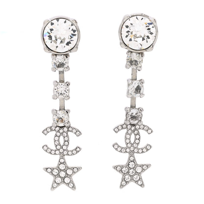 Chanel Crystal Starfall Drop CC Earrings Silver 1 of 5
