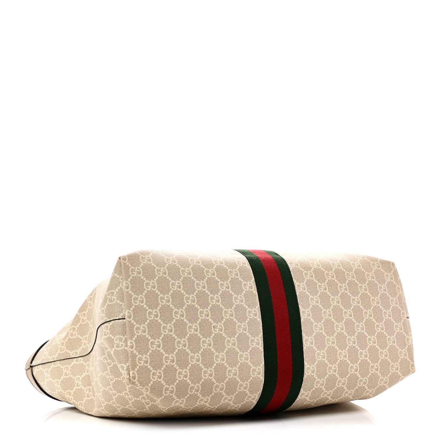 Gucci GG Supreme Monogram Textured Dollar Calfskin Web Medium Ophidia Shopping Tote Beige Mystic White Oatmeal 4 of 10