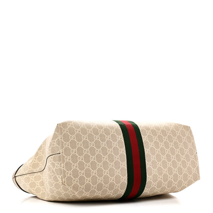 Gucci GG Supreme Monogram Textured Dollar Calfskin Web Medium Ophidia Shopping Tote Beige Mystic White Oatmeal 4 of 10