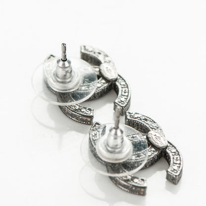 Chanel Ruthenium Crystal CC Earrings 3 of 5