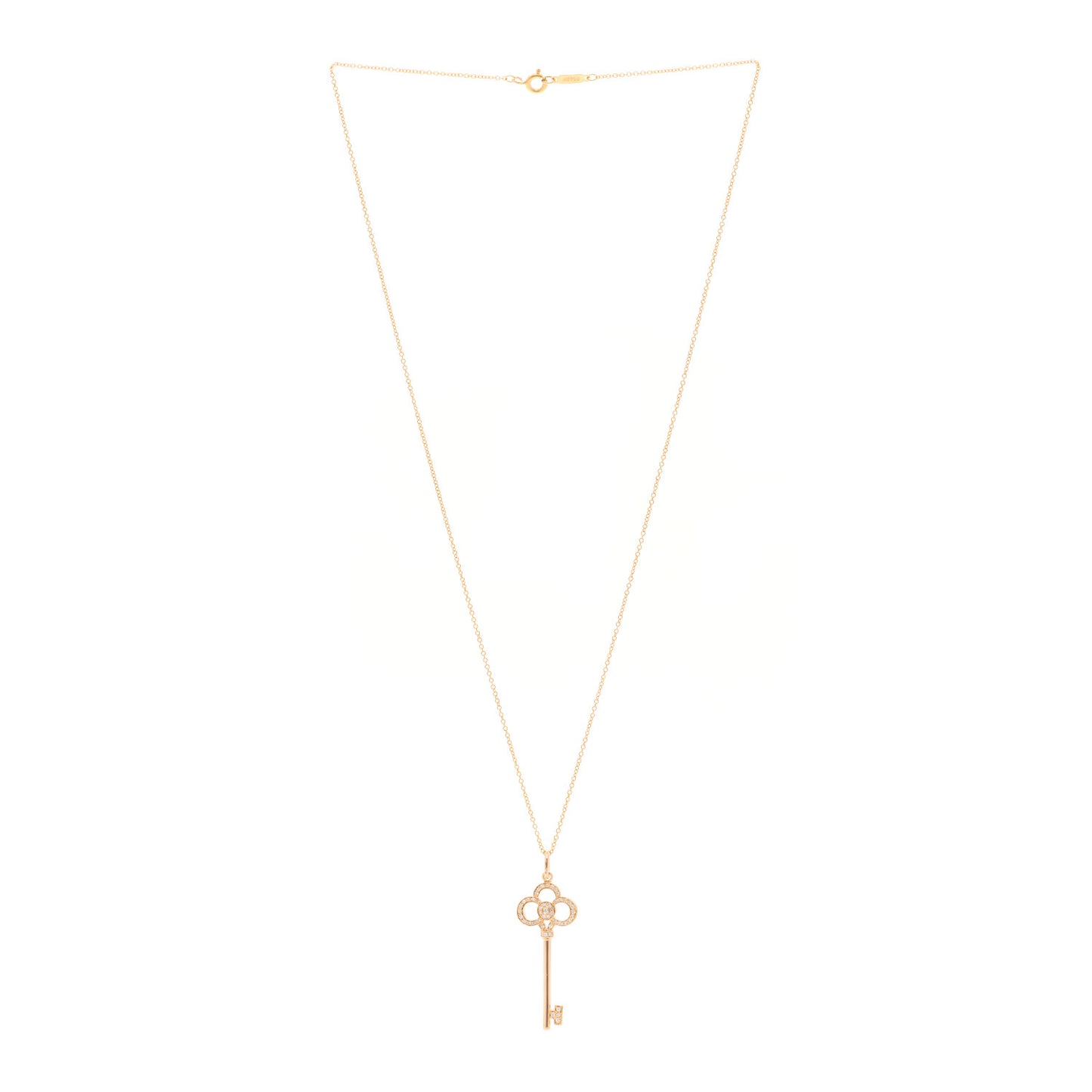 18K Rose Gold Diamond Crown Key Pendant Necklace