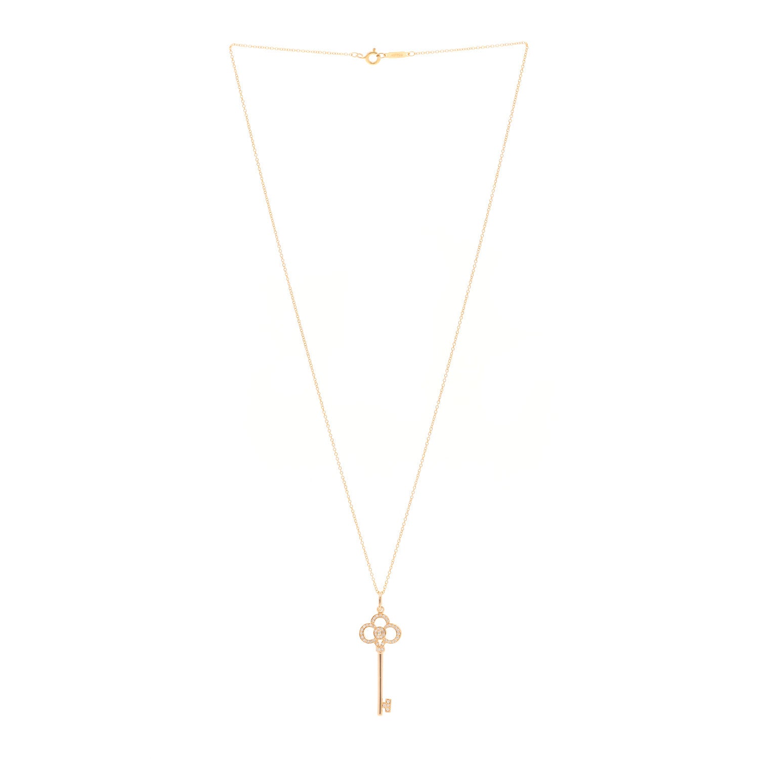 Tiffany 18K Rose Gold Diamond Crown Key Pendant Necklace 3 of 6