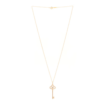Tiffany 18K Rose Gold Diamond Crown Key Pendant Necklace 3 of 6