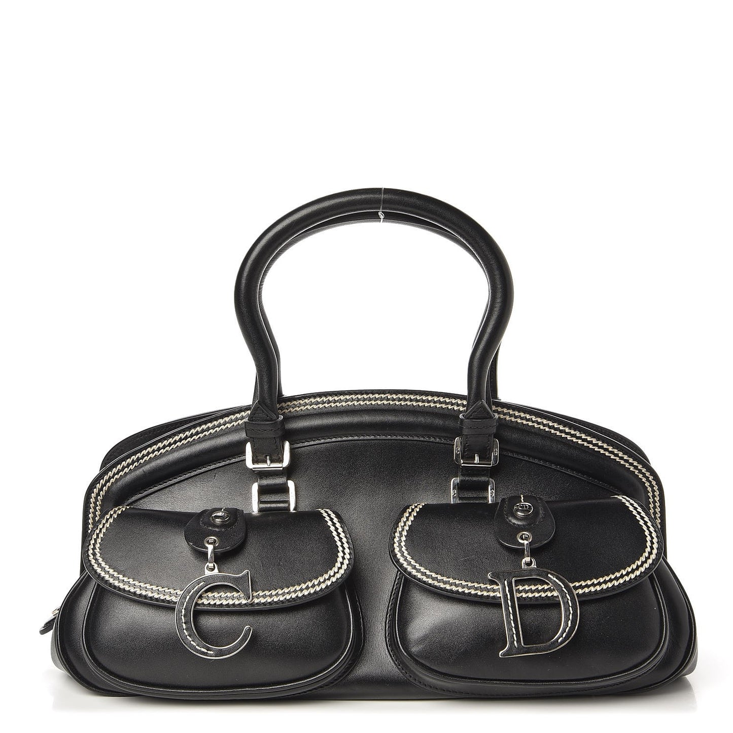 Calfskin Frame Satchel Black