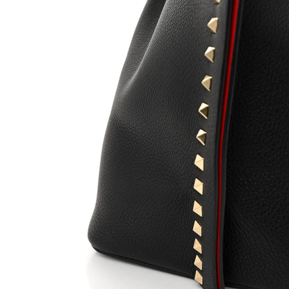 Valentino Garavani Grained Calfskin Rockstud Shoulder Tote Black 11 of 12