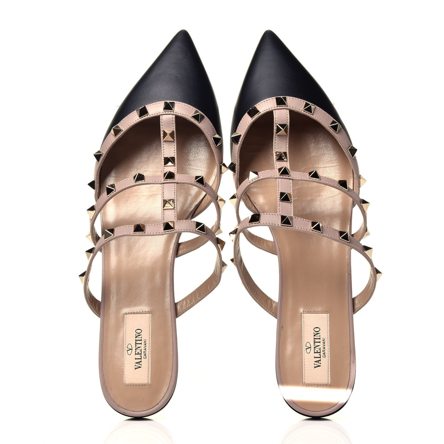 Valentino Garavani Nappa Rockstud Flat Cage Mules 40.5 Black Poudre 5 of 10