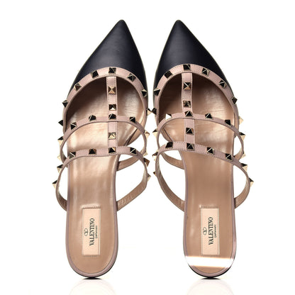 Valentino Garavani Nappa Rockstud Flat Cage Mules 40.5 Black Poudre 5 of 10