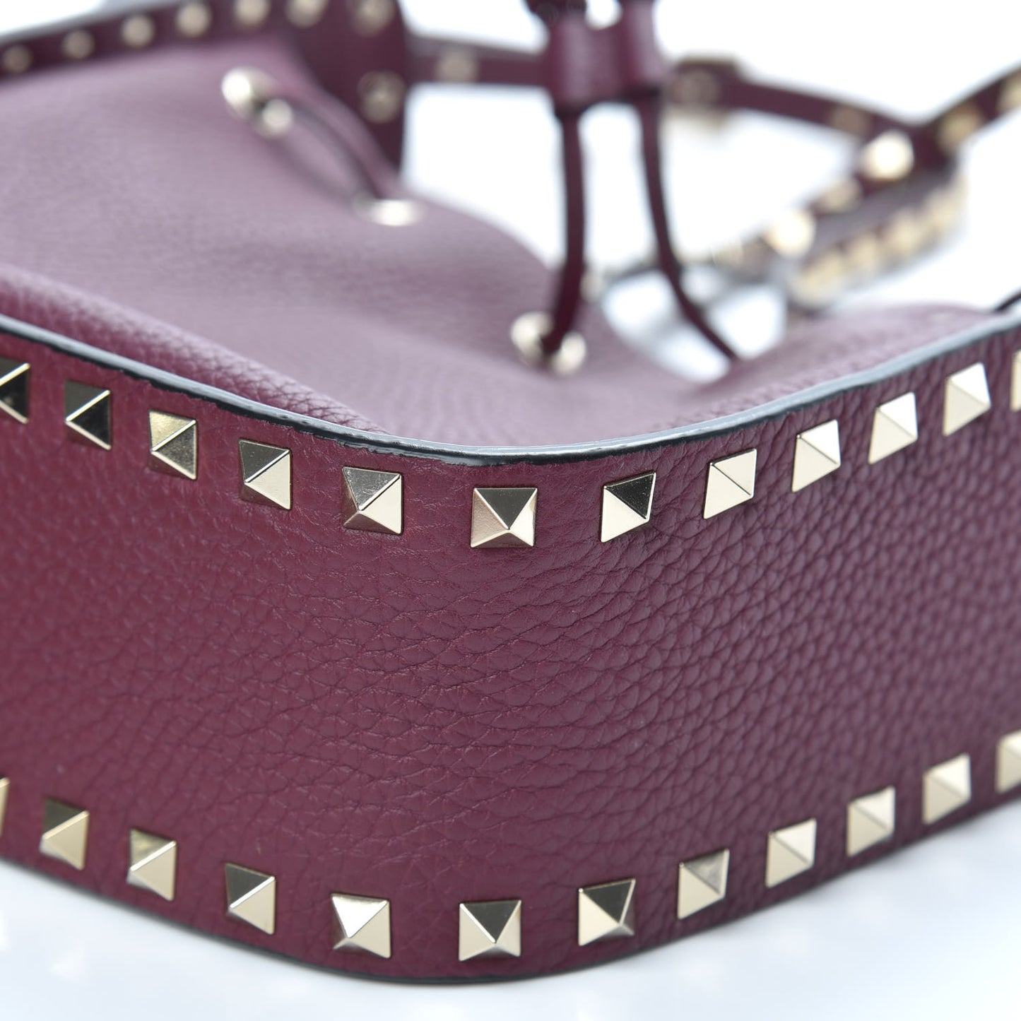 Alce Printed Calfskin Rockstud Bucket Bag Garnet