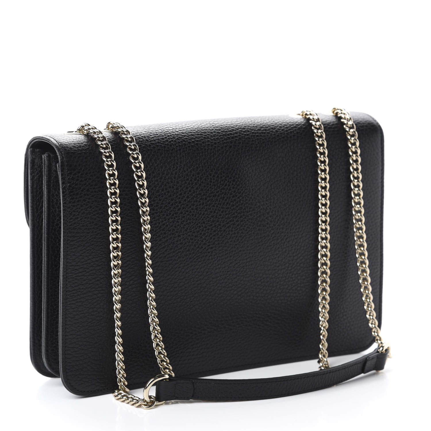 Gucci Dollar Calfskin Interlocking G Shoulder Bag Black 4 of 11