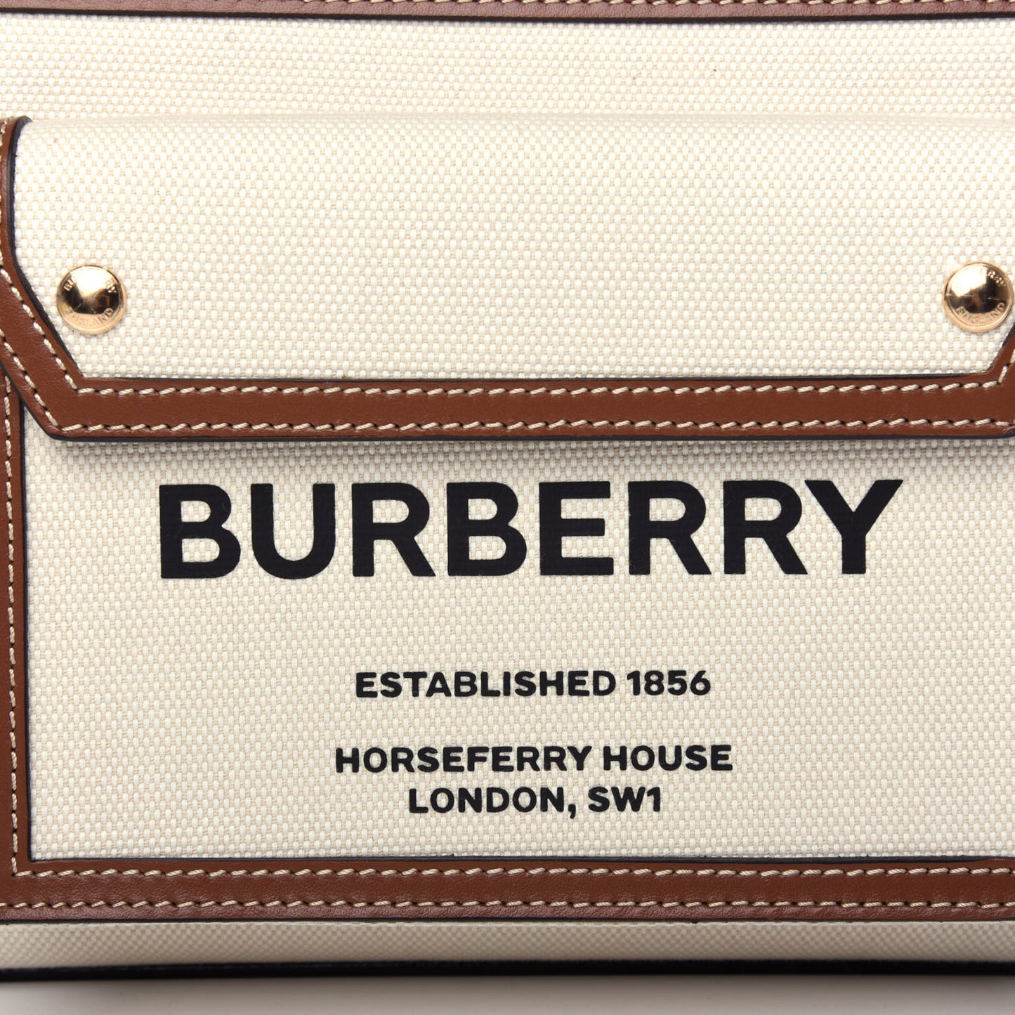 Canvas Smooth Calfskin Two Tone Mini Pocket Bag Natural Malt Brown