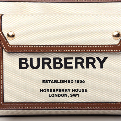 Burberry Canvas Smooth Calfskin Two Tone Mini Pocket Bag Natural Malt Brown 10 of 10