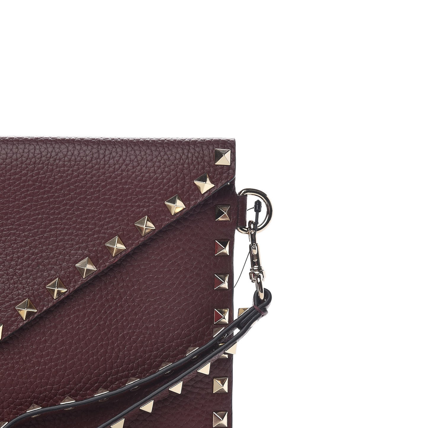 Pebbled Calfskin Medium Rockstud Envelope Flat Wristlet Pouch Rubin
