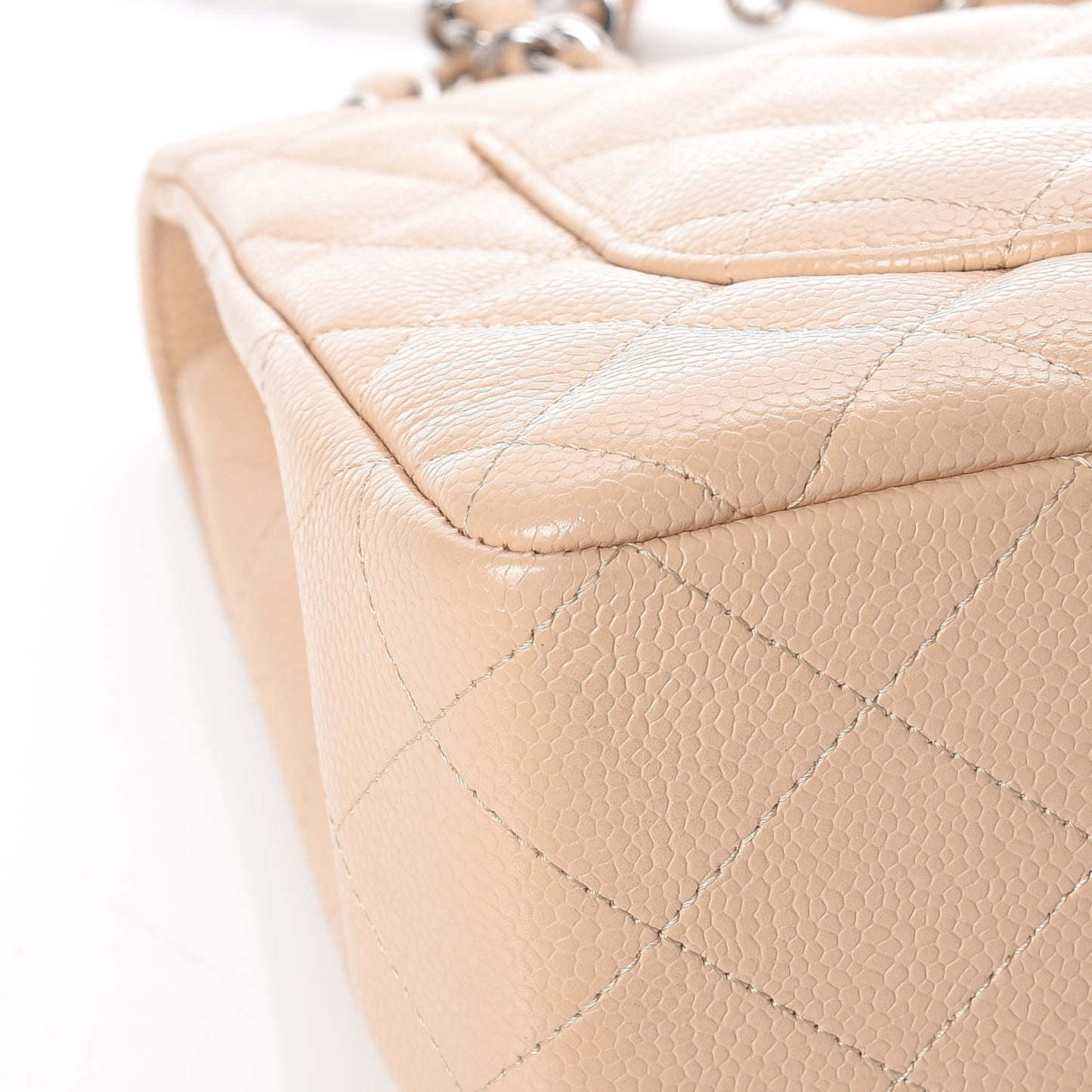 Caviar Quilted Jumbo Single Flap Beige Clair