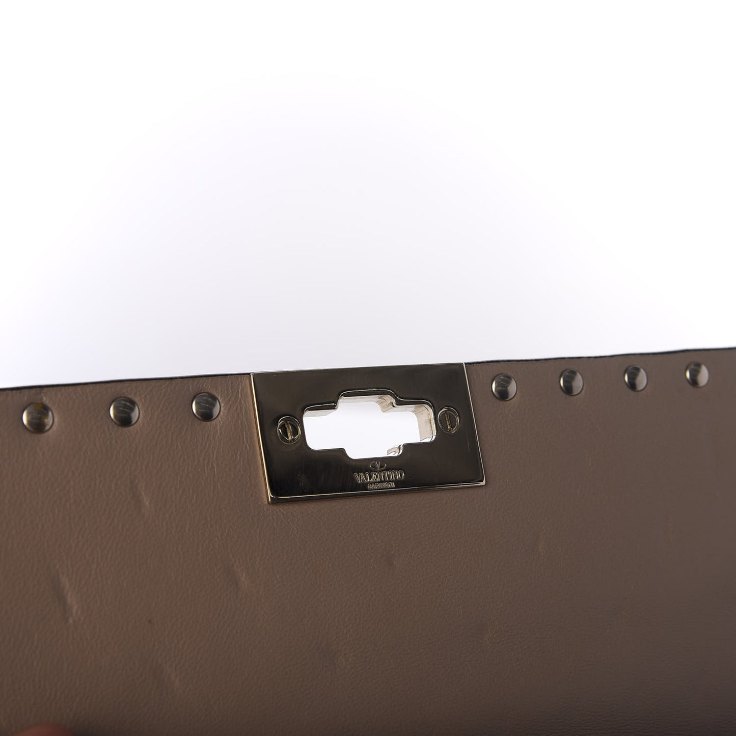 Lambskin Rockstud Spike Wallet on Chain Poudre