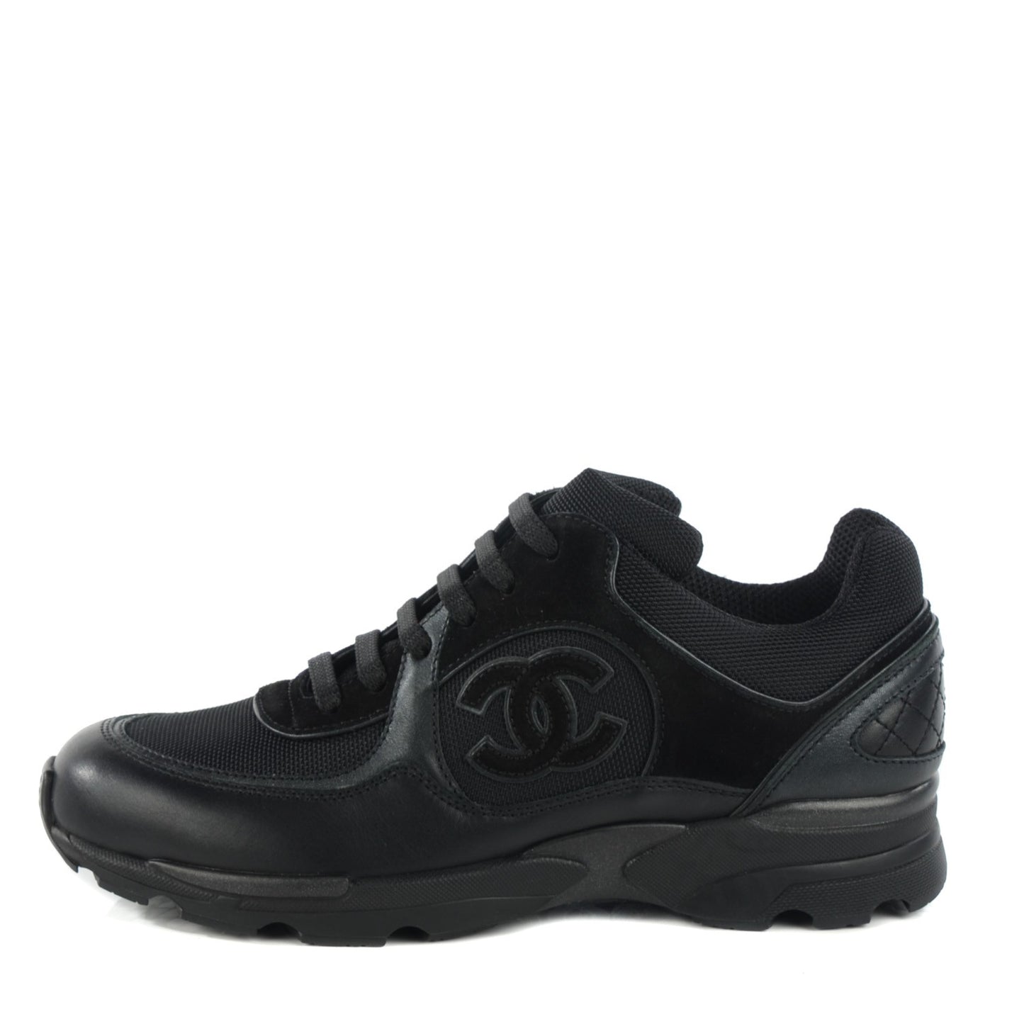 Suede Calfskin CC Sneakers 36 Black