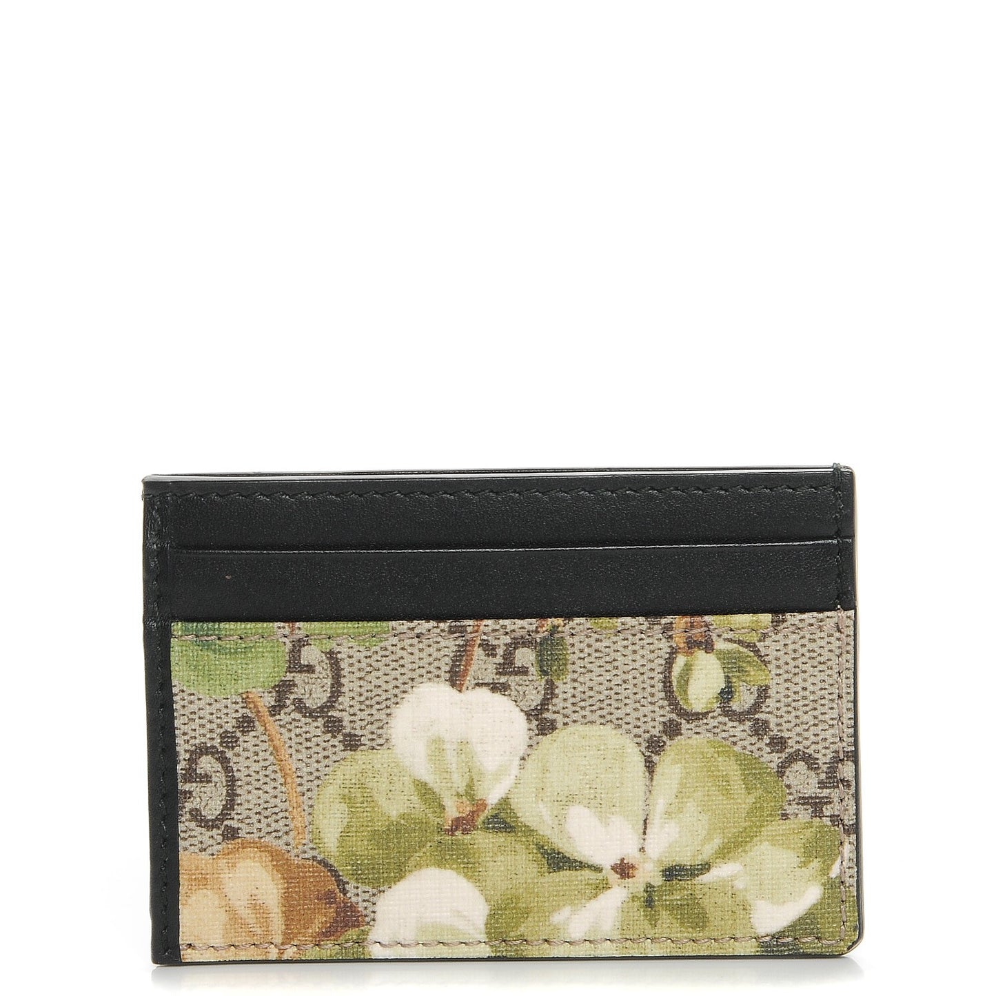 GG Supreme Monogram Blooms Card Holder Beige New Military Black