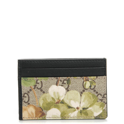 Gucci GG Supreme Monogram Blooms Card Holder Beige New Military Black 1 of 7