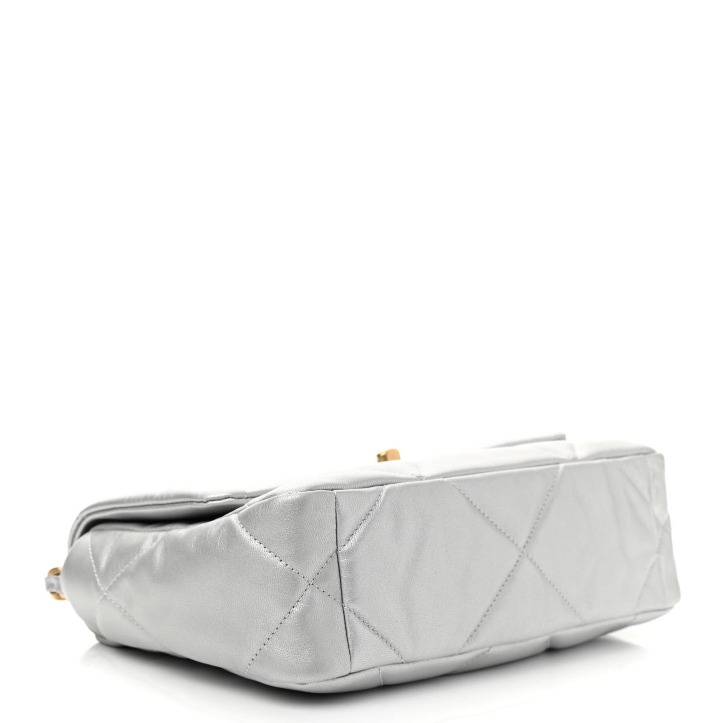 Metallic Goatskin Quilted Medium Chanel 19 Flap Silver