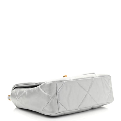 Chanel Metallic Goatskin Quilted Medium Chanel 19 Flap Silver 4 of 10
