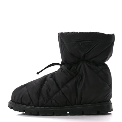 Prada Re-Nylon Piuma Triangle Logo Padded Drawcord Snow Boots 38.5 Black 1 of 8