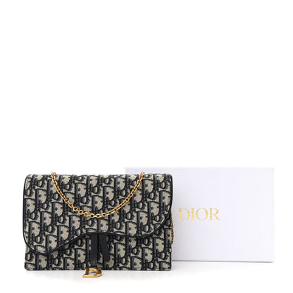 Christian Dior Oblique Saddle Chain Pouch Blue 13 of 13