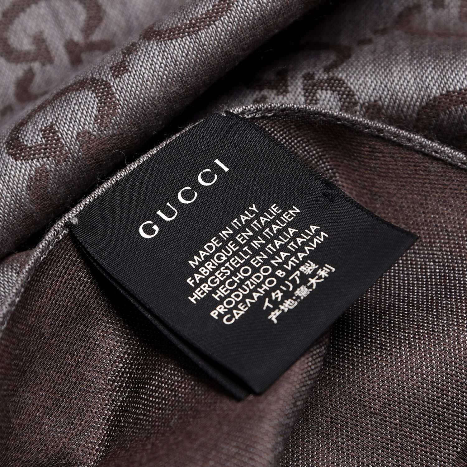 Gucci Wool Silk GG Monogram GGNat Plus Scarf Rope Dark Brown 5 of 5