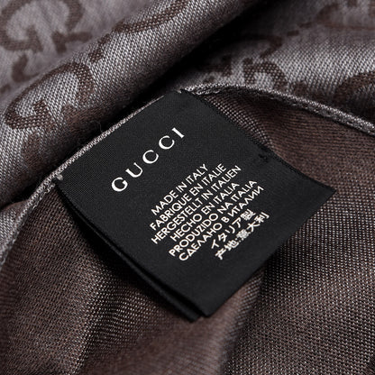Gucci Wool Silk GG Monogram GGNat Plus Scarf Rope Dark Brown 5 of 5