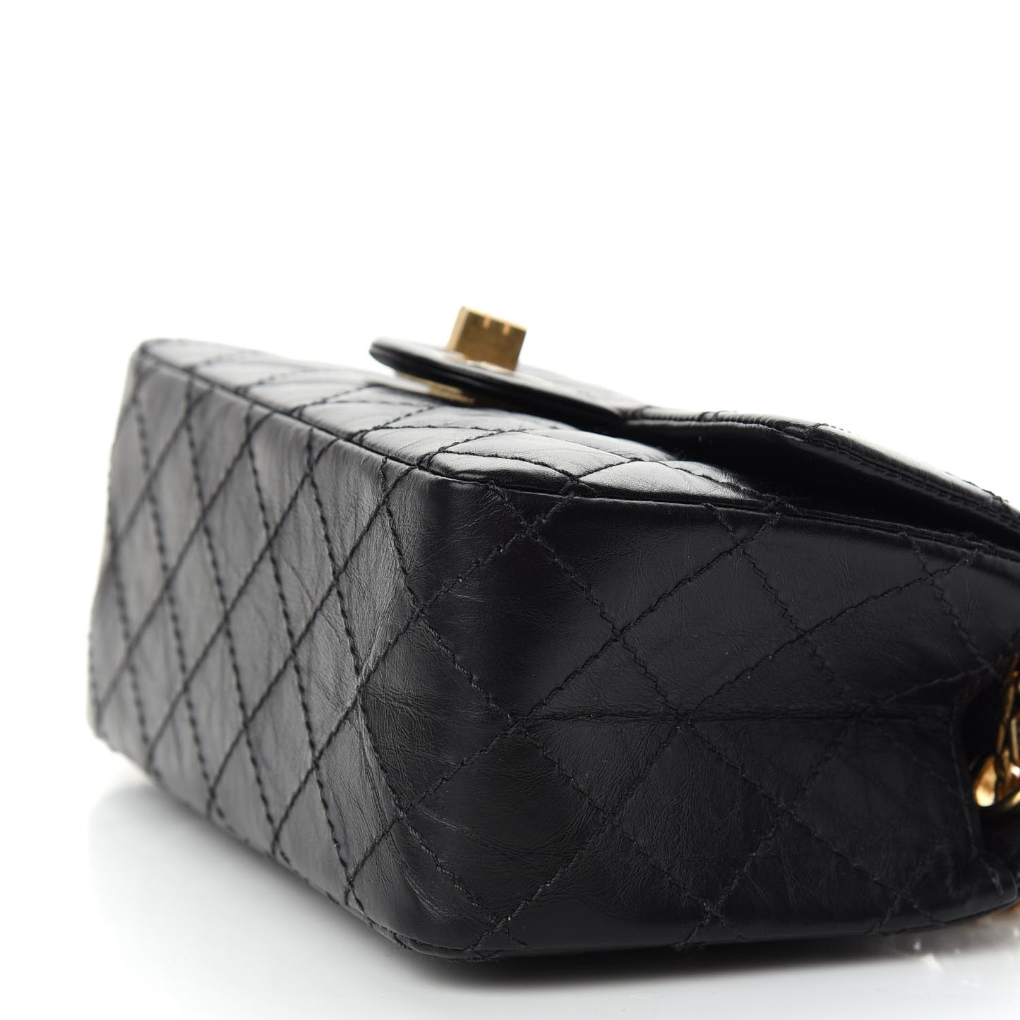 Aged Calfskin Quilted 2.55 Reissue Mini Flap Black