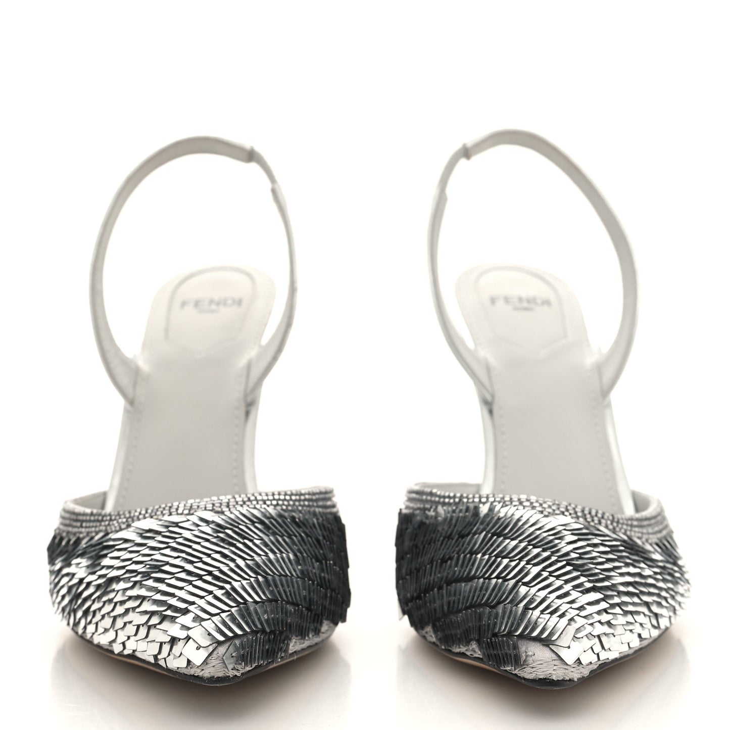 Paillette Embellished Fendi First Slingback Pump 37 Grigio