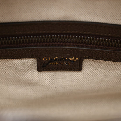 Gucci X ADIDAS Crystal Vintage Monogram Textured Dollar Calfskin Web Trefoil Logo Mini Bowling Bag Mid Natural Nut Off White New Acero 6 of 10