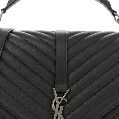 Saint Laurent Sheepskin Matelasse Chevron Monogram Large College Satchel Black 8 of 10