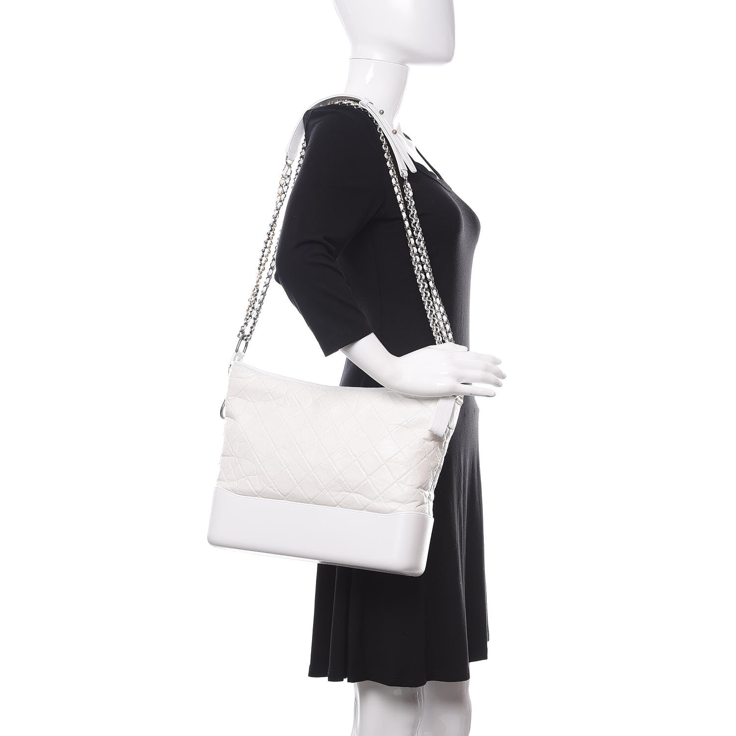 Chanel Aged Calfskin Quilted Large Gabrielle Hobo White 2 of 10