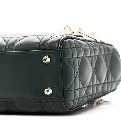 Christian Dior Lambskin Cannage Mini Lady Dior Dark Green 10 of 11