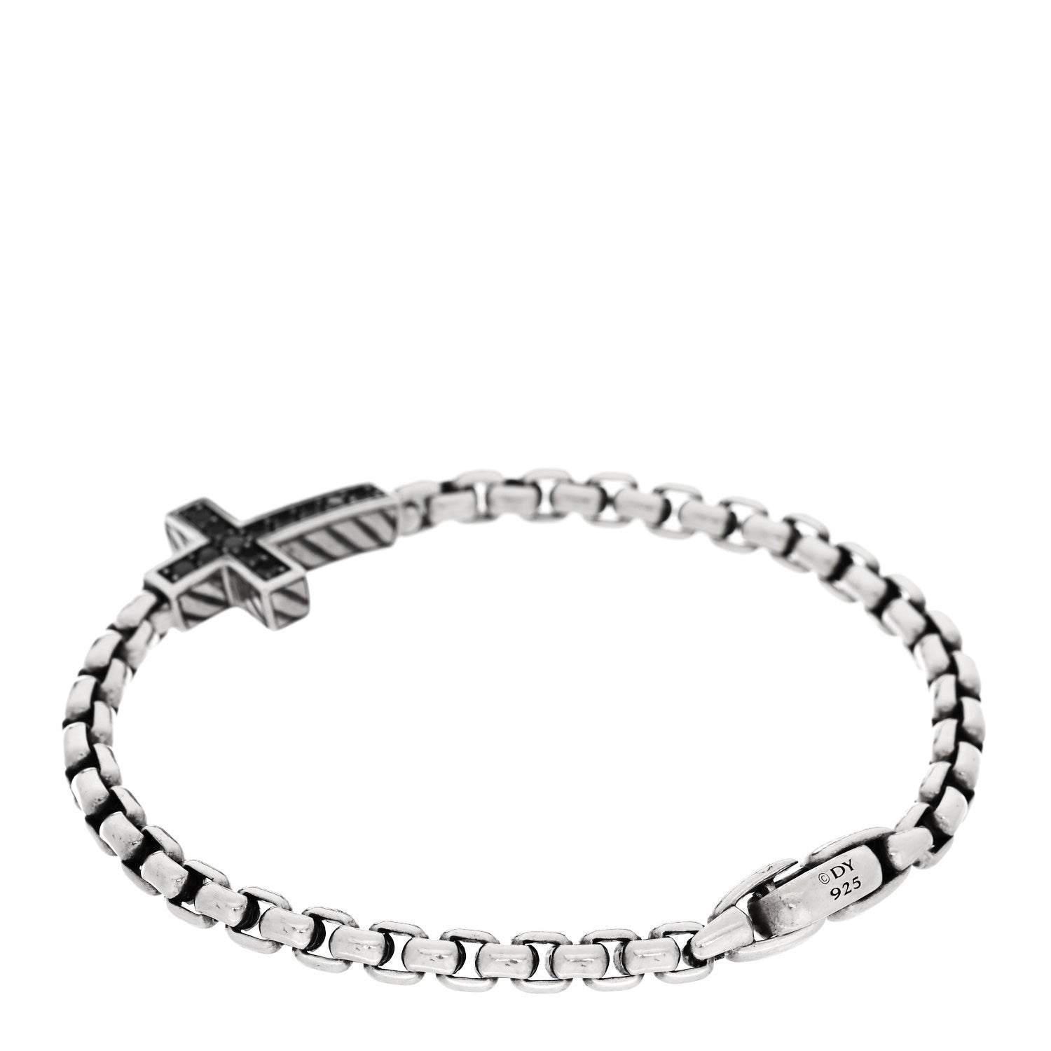 David Yurman Sterling Silver Black Diamond Pave Cross Bracelet 2 of 3