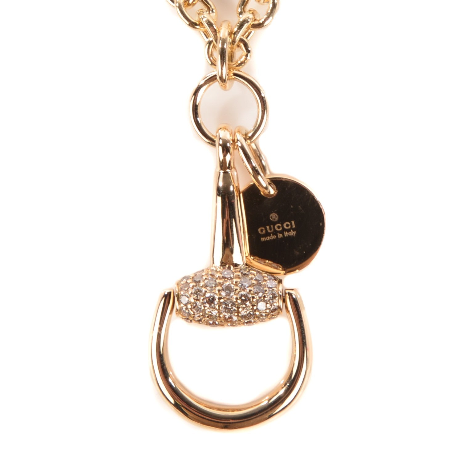 Gucci 18K Yellow Gold Diamond Horsebit Pendant Necklace 3 of 7