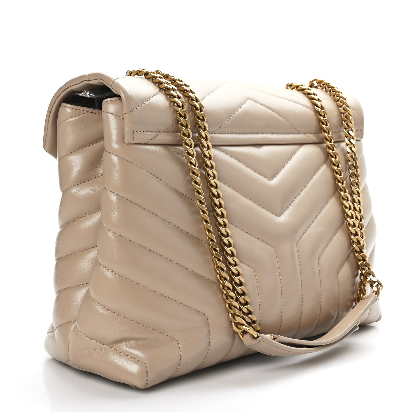 Calfskin Y Quilted Monogram Medium Loulou Chain Satchel Dark Beige
