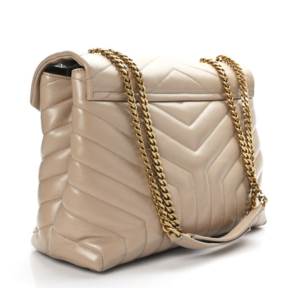 Saint Laurent Calfskin Y Quilted Monogram Medium Loulou Chain Satchel Dark Beige 3 of 9