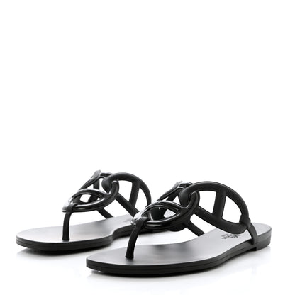 Hermes Rubber Womens Egerie Sandals 38 Black 3 of 11