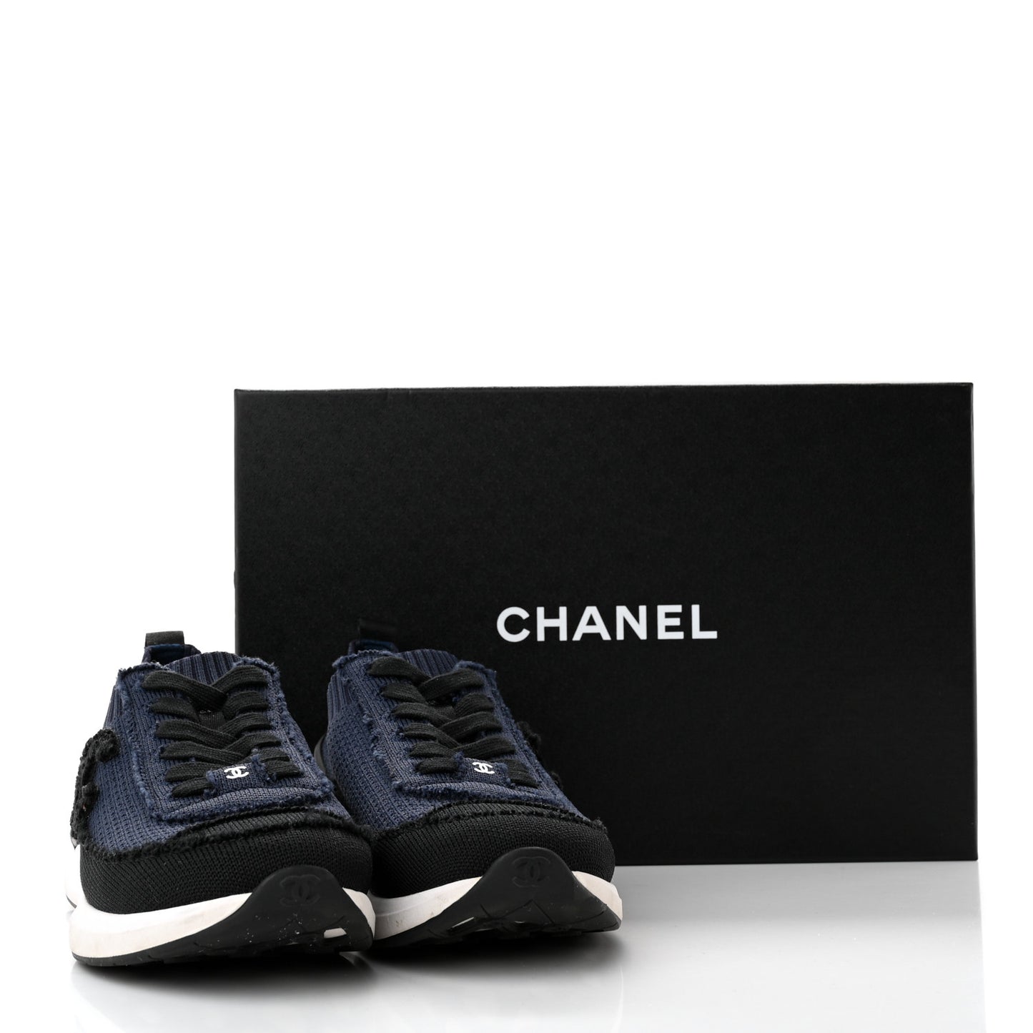 Fabric Logo Sneakers 37 Navy Black