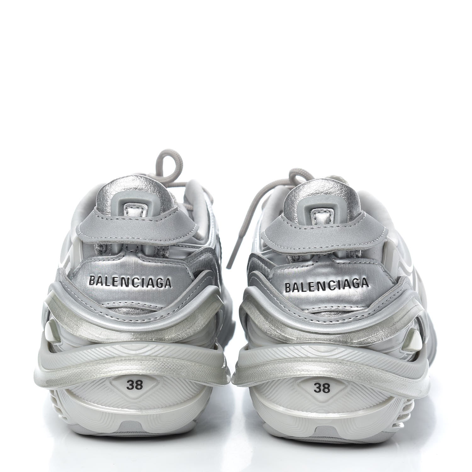 Balenciaga Metallic Rubber Mesh Womens Tyrex Sneakers 38 Monocolor Silver 5 of 8