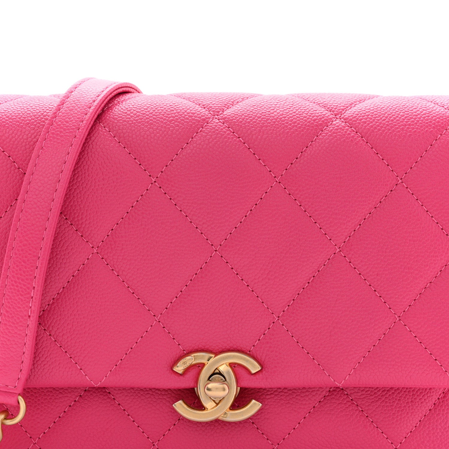 Chanel Shiny Caviar Quilted Small Chain Melody Flap Dark Pink 9 of 11