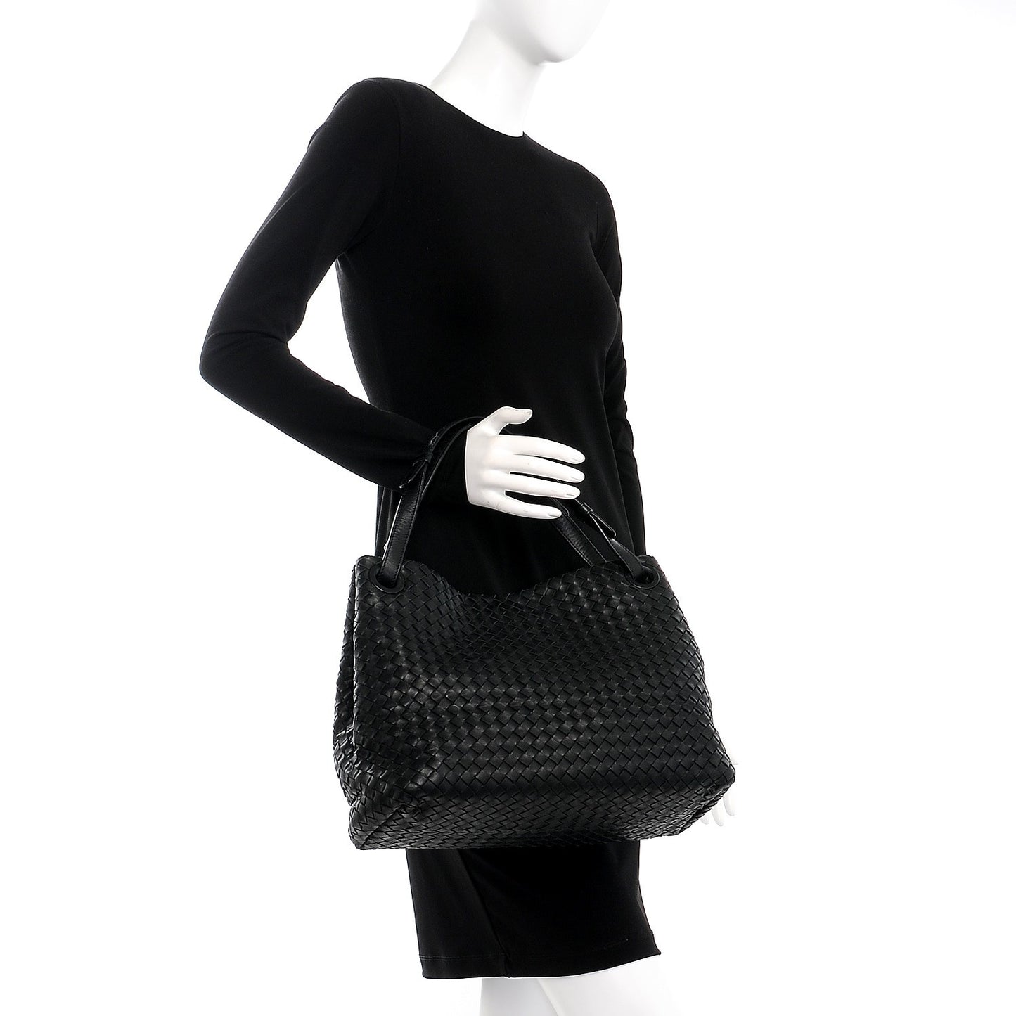 Nappa Intrecciato Medium Garda Bag Nero Black