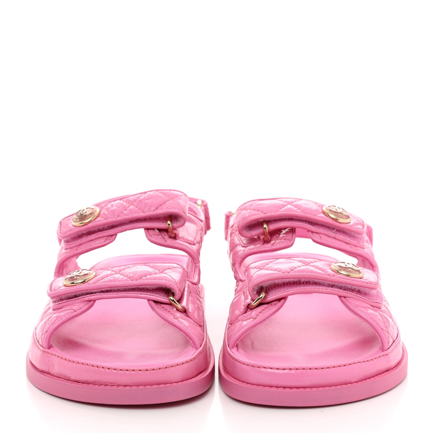 Chanel Laminated Lambskin Velcro Dad Sandals 40 Pink 2 of 8