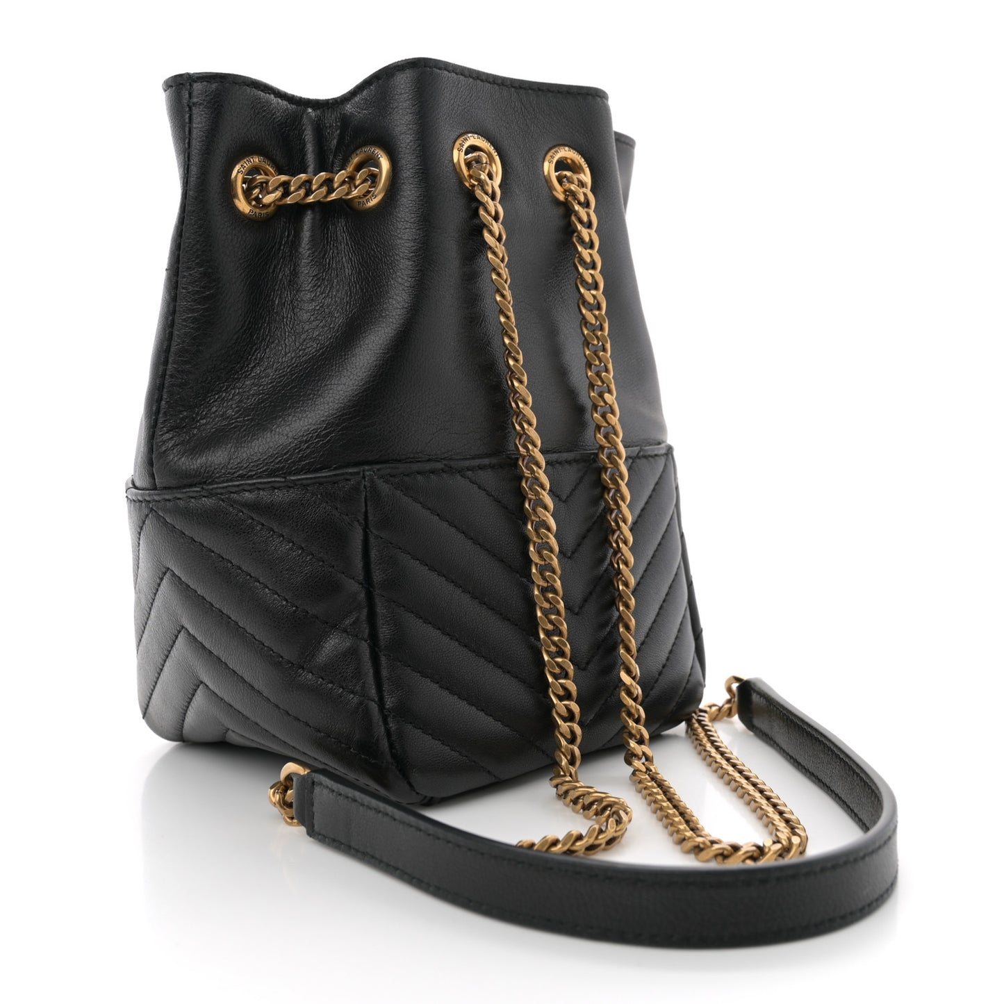 Lambskin Matelasse Monogram Joe Nano Bucket Bag Black