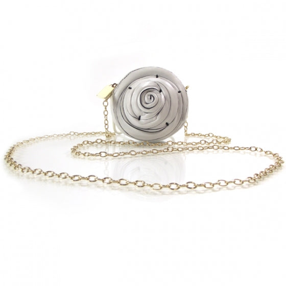 Leather Rosette Small Chain Strap Bag White