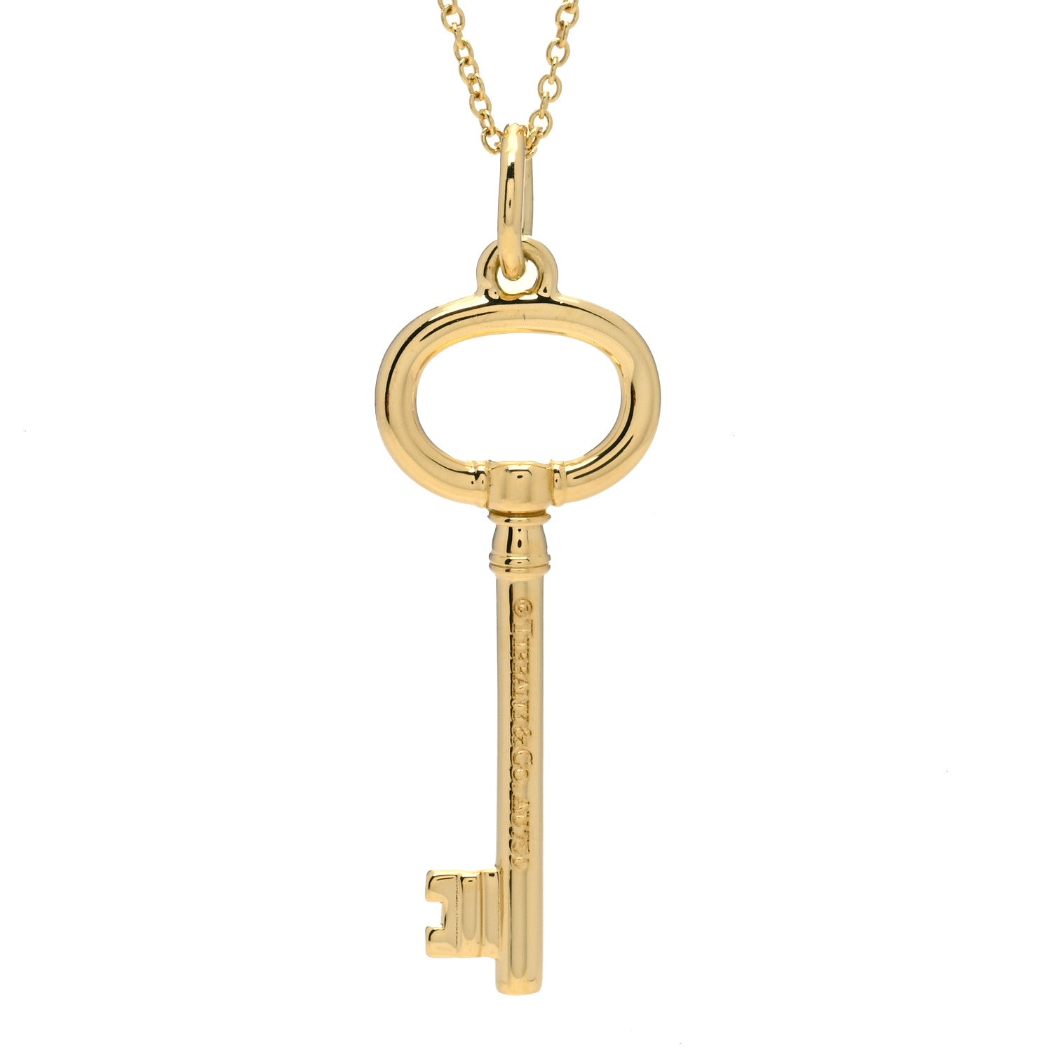 Tiffany 18K Yellow Gold Small Oval Key Pendant Necklace 3 of 4