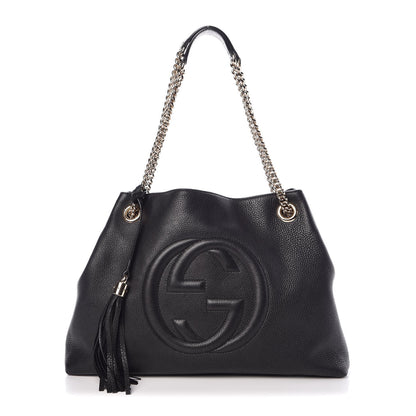 Gucci Pebbled Calfskin Medium Soho Chain Shoulder Bag Black 1 of 9