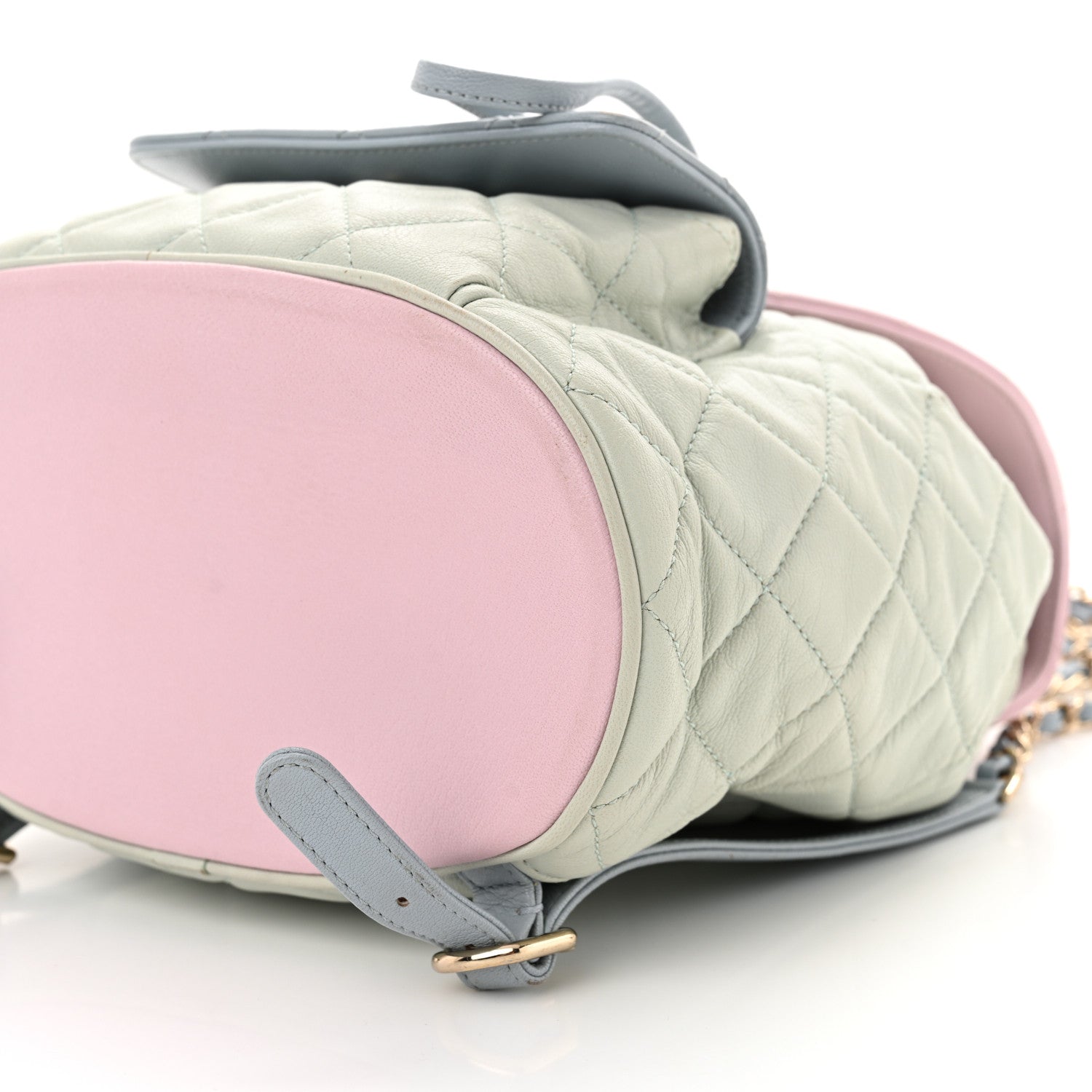 Chanel Goatskin Quilted Duma Drawstring Backpack Green Blue Pink 10 of 14